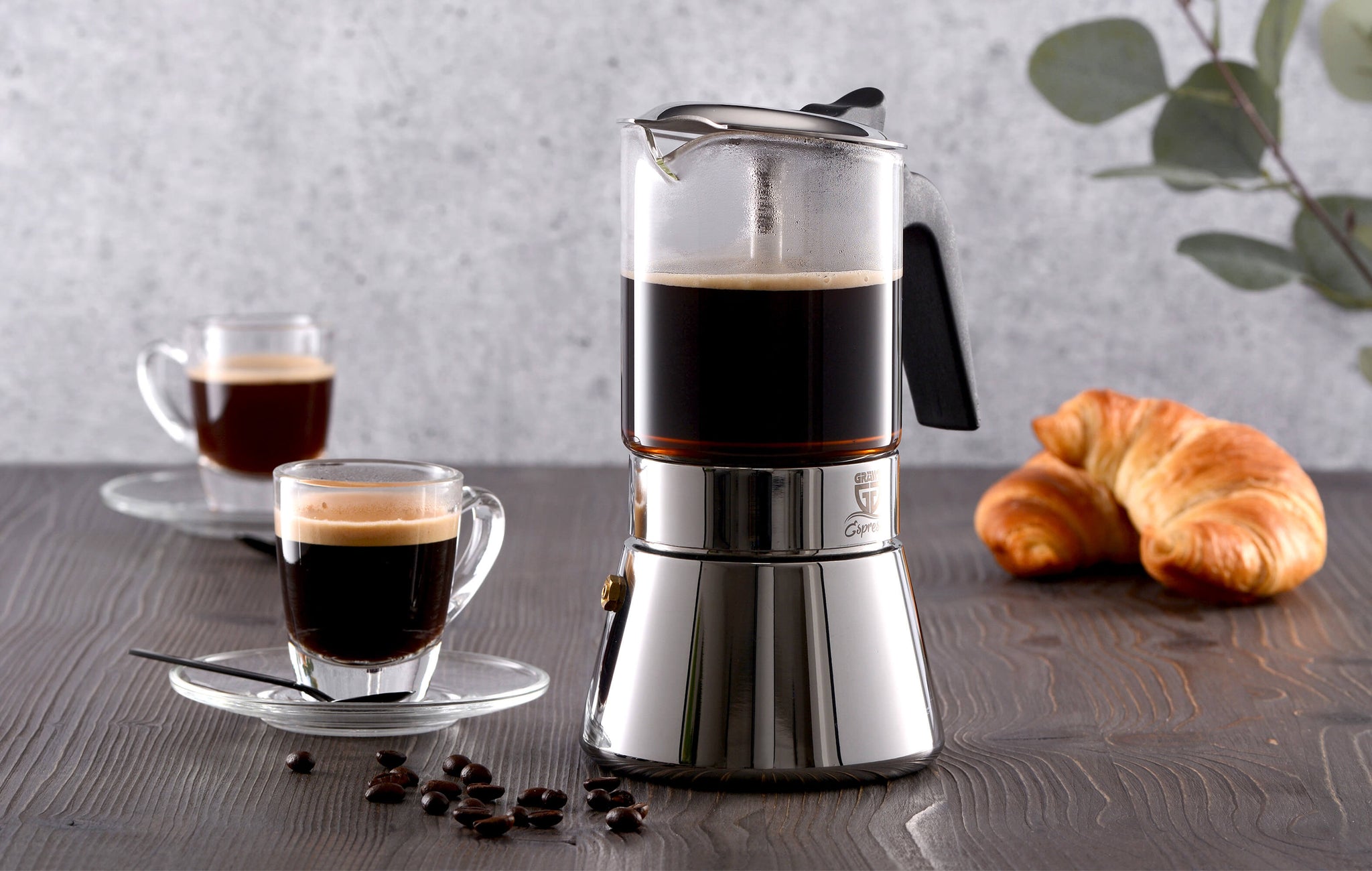 Gräwe Espressokocher mit Glaskanne – Induktionsgeeignet, 4 oder 6 Tassen (160/240 ml)