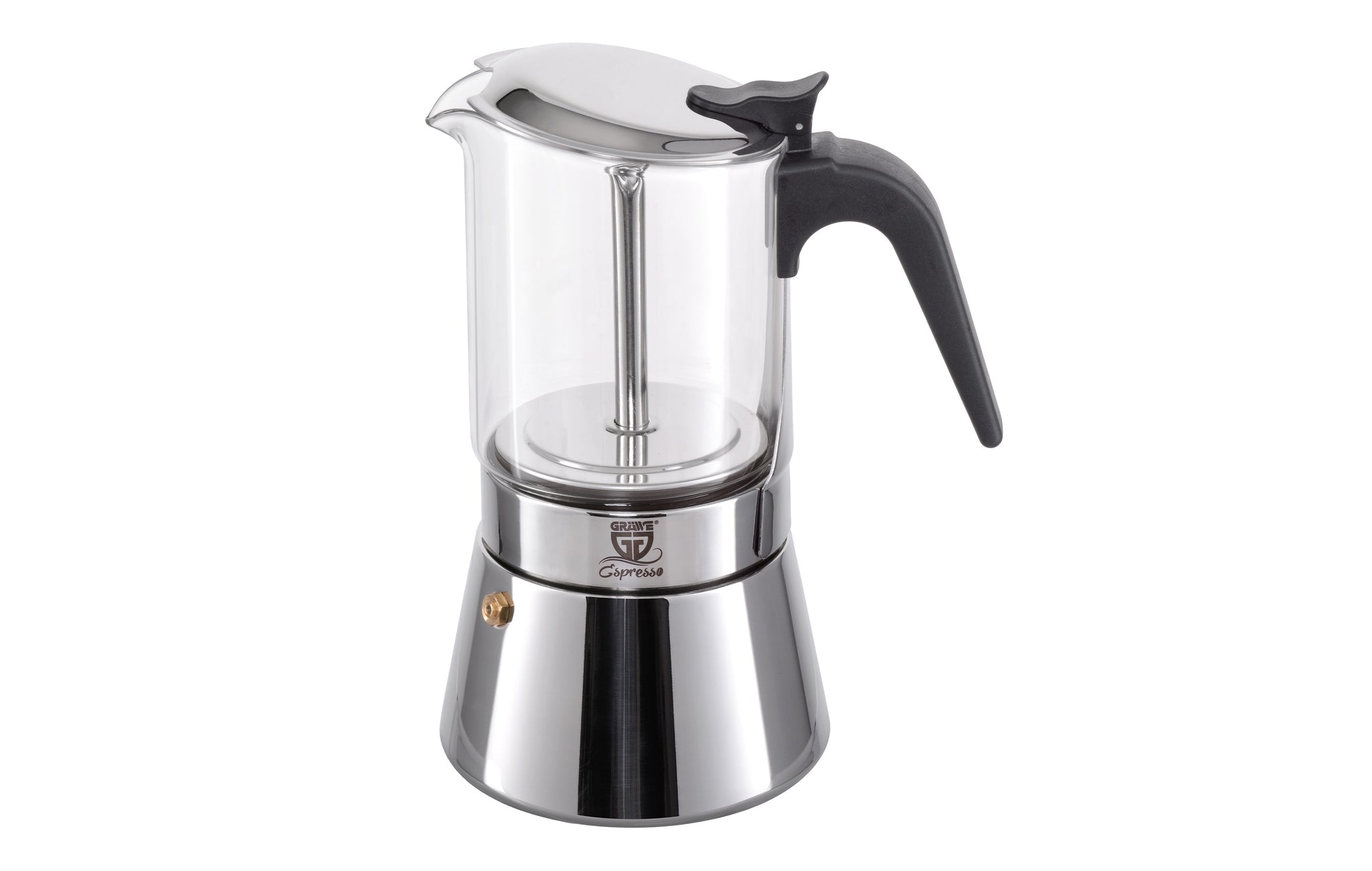 Gräwe Espressokocher mit Glaskanne – Induktionsgeeignet, 4 oder 6 Tassen (160/240 ml)