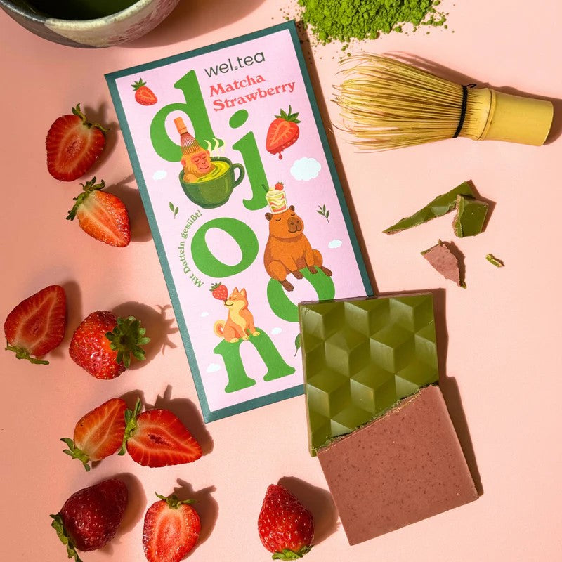 Matcha Strawberry Bio Dattelschokolade ohne Zucker! 🍓🍵