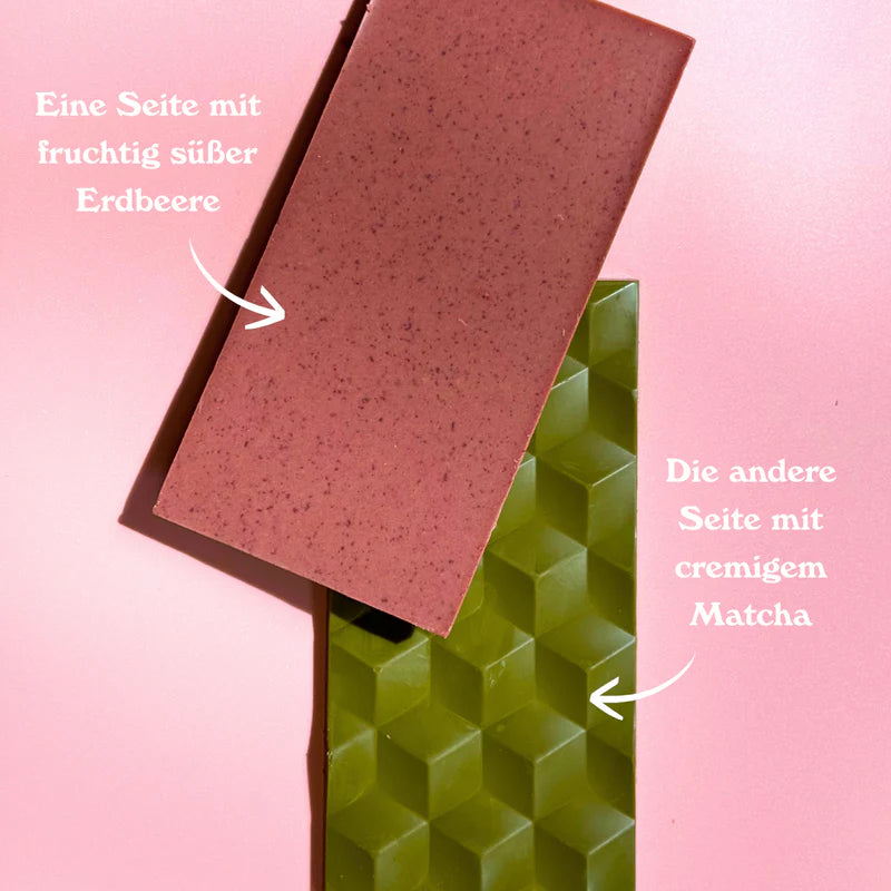 Matcha Strawberry Bio Dattelschokolade ohne Zucker! 🍓🍵