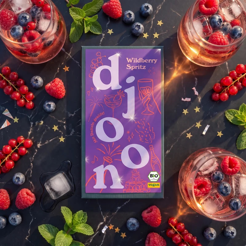Bio Dattelschokolade des Monats: Wildberry Spritz