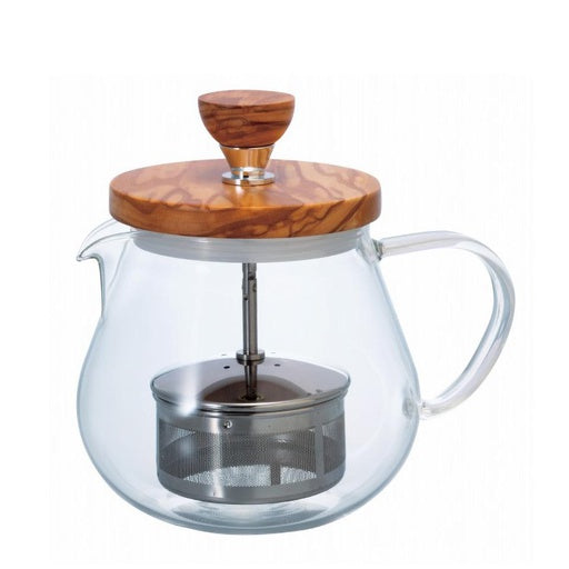 Hario pot with filter and olive wood lid – 450 ml / 700 ml